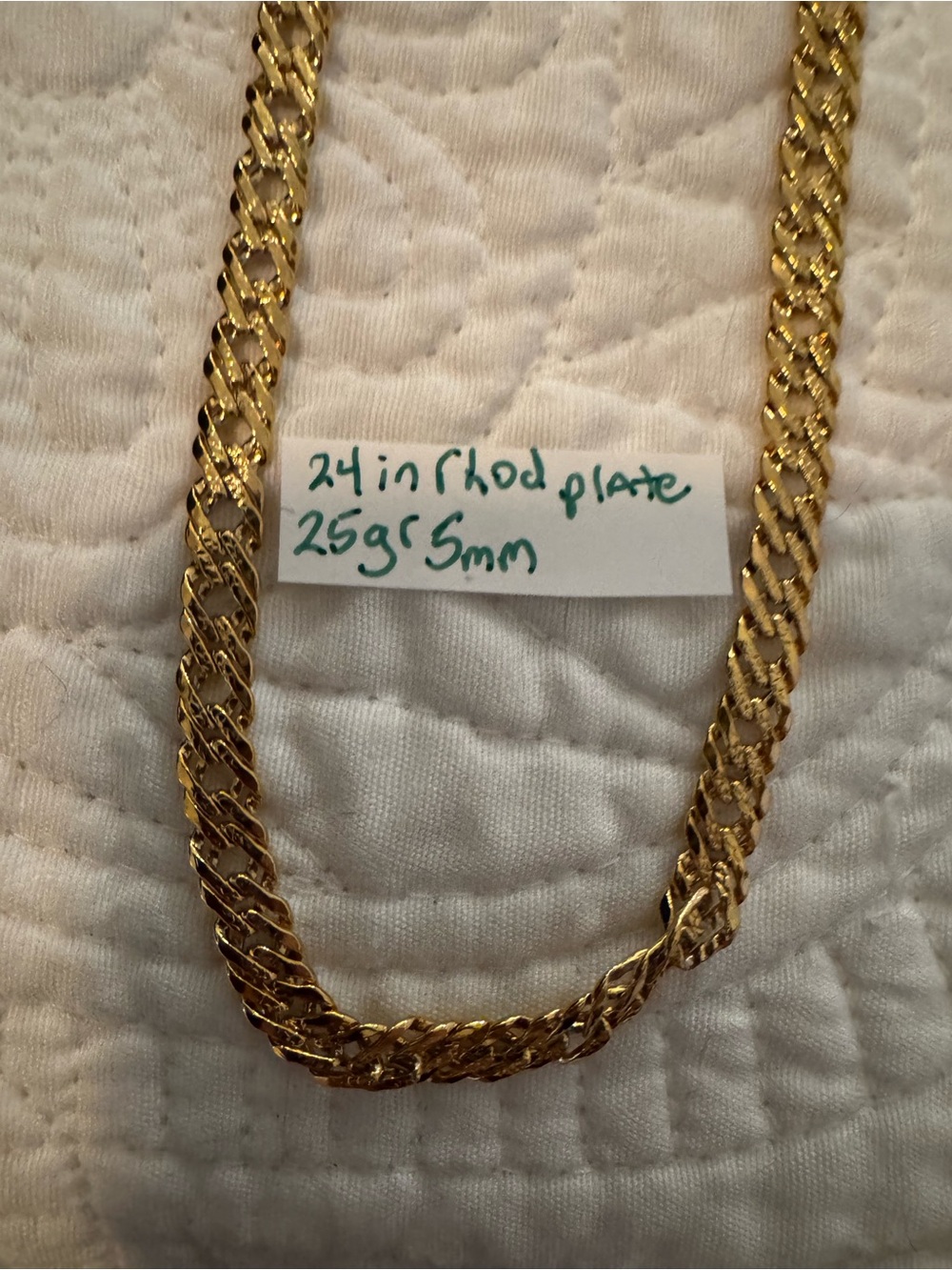 Gold-Tone 24 inch rhodium over will not turn Chain Necklace - 5mm 25 grams